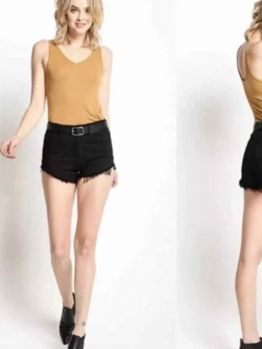 KanCan | NWT Fringe Raw Hem Distressed Hi Rise Black Denim Jean Shorts 11 / 29